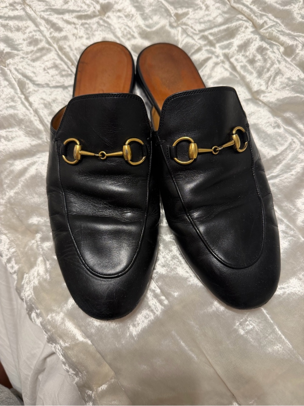 Gucci Black Leather Slip-On Loafers with Gold Horsebit Hardware